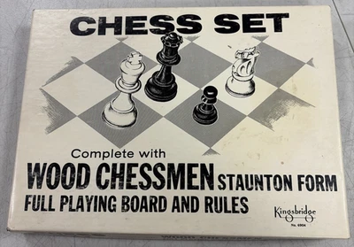 Kingsbridge 1950's Chess Set Wood Chessman Staunton Form No. 6904  Complete - Image 1 of 4