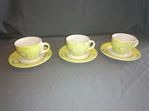 3x MY HOME Tasse mit Unterteller Keramik Dekor Zitrone - Bild 1 von 5