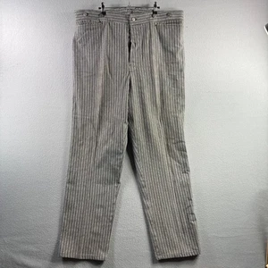 Wah Maker Pants Mens 42x33 Gray Striped Canvas Buckle Back Western V Notch USA - Picture 1 of 17