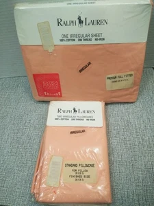 Lenzuolo completo irregolare N.O.S RALPH LAUREN ROSA/SALMONE con federe - Foto 1 di 6