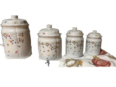 Juego de 4 botes de prado inglés CorningWare vintage con tapas años 80 Cottagecore Foto 1 de 4