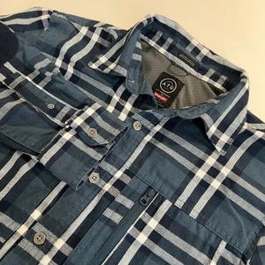 Wrangler ATG All Terrain Gear Shirt Mens Small Blue Elbow Patch Casual Button Up - Picture 1 of 12