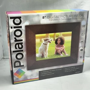 Polaroid 8" Digital Photo Frame Candlenut Distressed Wood Frame, PDF-800CD - New - Picture 1 of 7