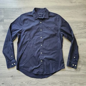 Tommy Hilfiger Men's Custom Fit Shirt Size Medium Navy Long Sleeve Great Condt - Picture 1 of 6