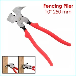New 10" 250mm Fencing Plier Farm Striking Face Staple Remover Hook Clamp Pincer  - Picture 1 of 9