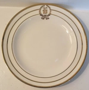 Streamline Century By Salem Plate 22K Gold Trim #9053 Antique Monogram "H" USA! - Picture 1 of 19