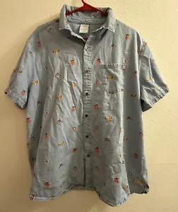 Vintage Disney Store Lion King Chambray Button Up Shirt Men’s L Timon Pumba - Picture 1 of 7