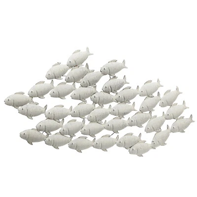 Wandobjekt Fischschwarm groß 97x53x2 cm grau Eisen Wandbild Wanddeko Fische - Bild 1 von 2