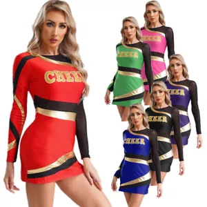 Damen Adult Cheer Kostüme Cheerleading Uniform Kleider Halloween Karneval Party - Bild 1 von 76