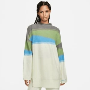 Nike Yoga Therma FIT ADV Wollmischung Damenpullover grau blau DQ6336 Größe Medium  - Bild 1 von 5