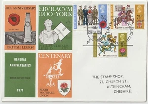 26/8/1971 UK GB FDC - General Anniversaries - 4 Anniversaries - York Special P/M - Picture 1 of 2