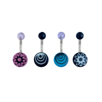 4 шт. 14G хирургическая сталь акрил пупок кнопка кольцо пирсинг для женщин девочек - Изображение 1 из 4