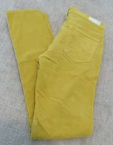 AG Adriano Goldschmied the Stevie Yellow Corduroy Slim Straight Pants Women's 27 - Picture 1 of 11