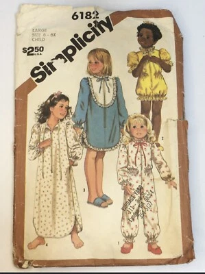 Pajamas Nightgown Robe Girls Size 6/6x S6182 Cut Sewing Pattern Baby Doll PJs - Image 1 of 2