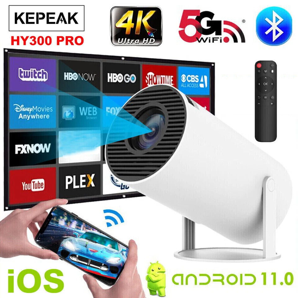 4K Mini Projector 20000 Lumen LED 1080P WiFi Bluetooth UHD Portable Home Theater - Image 1 of 4