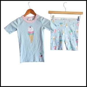 Hanna Andersson Pajama Set Ice Cream Bike Shorts Organic Cotton Size 8 - Picture 1 of 6