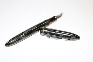 GORGEOUS vintage Sheaffer gray/silver striped fountain pen MUST SEE - Picture 1 of 4