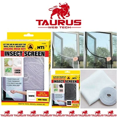 New BLACK-WHITE Window Screen Mesh Net BUG MOSQUITO FLY INSECT MOTH DOOR NETTING - Image 1 of 4