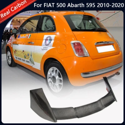 Fit For FIAT 500 Abarth 595 10-20 REAL CARBON Rear Roof Spoiler Window Wing Lip  - Image 1 of 4