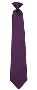 Boy's Solid Satin Eggplant 14 inch Clip On Necktie School Weddings Formals - NWT - Picture 1 of 2