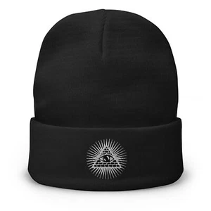Illuminati All Seeing Psychic Eye Embroidered Cuff Beanie - Picture 1 of 1