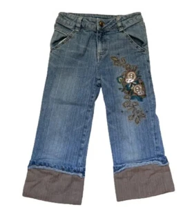 Vintage Retro Mary Kate And Ashley Girls Sz 8 Embroidered Jeans Floral - Picture 1 of 10
