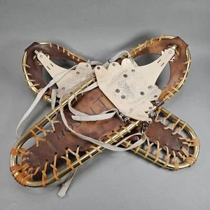 Vintage Sherpa Snow Claw Schneeschuhe Gold Aluminium Lederbindung 25 x 9 Zoll - Bild 1 von 12