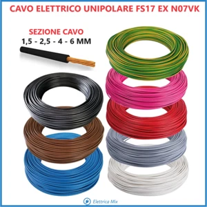 Cavo Elettrico Unipolare FS17 1,5 2,5 4 6 10 mm filo Cordina mt N07VK Matassa a - Foto 1 di 13