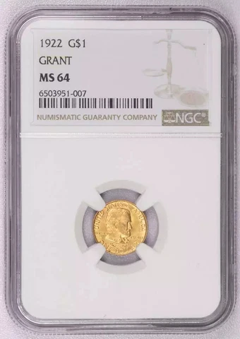 1922 Grant $1 Gold NGC MS-64 U.S. Commemorative Dollar Cover