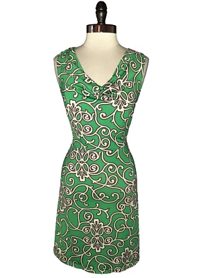 INC International Concepts Size L A-Line Dress Green Black White Sleeveless - Image 1 of 4
