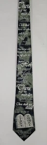 10 Commandments Men's Necktie Religious Christian Gray Neck Tie - Picture 1 of 4