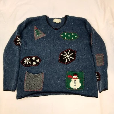 Suéter Studio Works Para Mujer S Unisex Navidad Feo Azul Lanoso  Foto 1 de 4