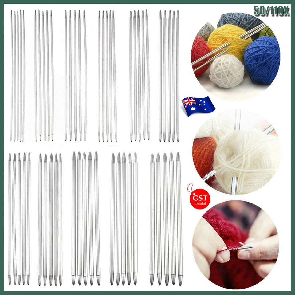 55/110PCS Double Pointed Stainless Knitting Needles Set 2-6.5mm Knitting Tool AU - image 1 of 4