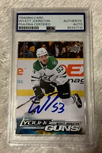 WYATT JOHNSTON SIGNED 2022-23 UD YOUNG GUNS PSA AUTO DALLAS STARS - Picture 1 of 2