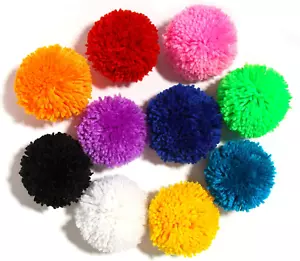 10 Pcs Large Yarn Pom Poms-3 Inch Made to Order Acrylic Yarn Balls for Hats or P - Picture 1 of 12