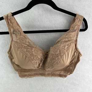 Almohadillas de sujetador de encaje Rhonda Shear beige marrón pin up inalámbricas talla XL estilo 672P - Imagen 1 de 6