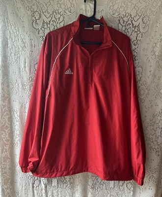 Adidas Climaproof 1/4 Zip Windbreaker Mens L Large Red Pockets Long Sleeve - Image 1 of 4