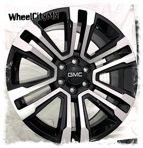 22" gloss black machine OE replica 23217243 rims fits 2022 GMC Sierra AT4 6x5.5 - Picture 1 of 1
