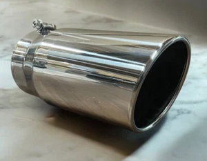 5" IN x 6" OUT x 12" LONG POLISHED STAINLESS EXHAUST TIP FORD, CHEVY, DODGE - Imagen 1 de 5