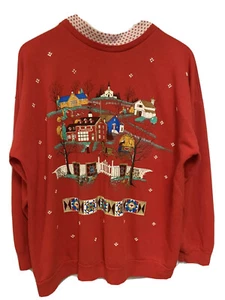 Ugly Vtg Christmas Sweater Grandma Sabrina Carpenter Style Red Winter - Picture 1 of 10
