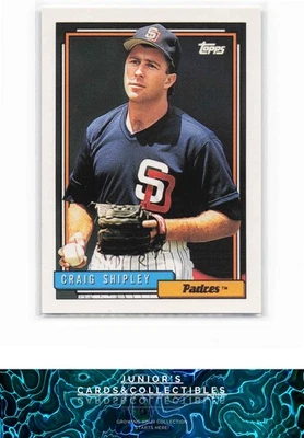 Craig Shipley 1992 Topps #308 Baseball San Diego Padres - Image 1 of 2