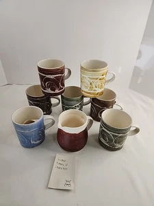 Aviemore Pottery Castlewynd Studios Scotland Scottish Set Of 7 Mugs & Creamer  - Picture 1 of 15