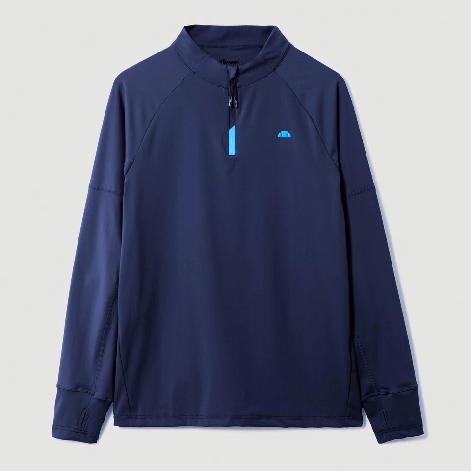 Top de música azul marino con cremallera en cuarto de manga larga Ellesse para hombre Foto 1 de 4