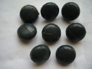 GREY  LEATHER ( SOFT SHANK ) 9 mm   VINTAGE / RETRO SHANK BUTTONS  x 8  FREE P&P - Picture 1 of 3