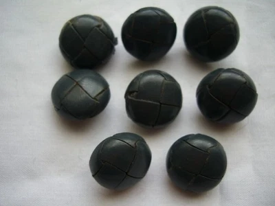 GREY  LEATHER ( SOFT SHANK ) 9 mm   VINTAGE / RETRO SHANK BUTTONS  x 8  FREE P&P - Image 1 of 3