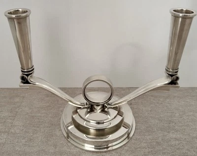 STERLING GEORG JENSEN PYRAMID #630B TWO LIGHT CANDELABRA CANDLE HOLDER C. 1960 - Image 1 of 4