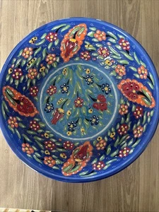 Hand Painted Turkish Bowl - 12 Inches - Small Chip See Last Pic - Picture 1 of 4