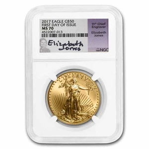 2017 1 oz American Gold Eagle MS-70 NGC (FDI, Elizabeth Signed) - Picture 1 of 3