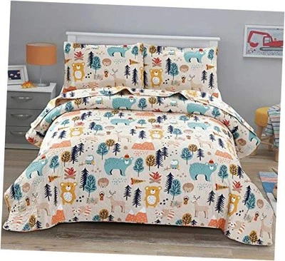 Colcha Colcha Queen Estampado Oso Animal del Bosque - Queen/Full Forest Bear Foto 1 de 4