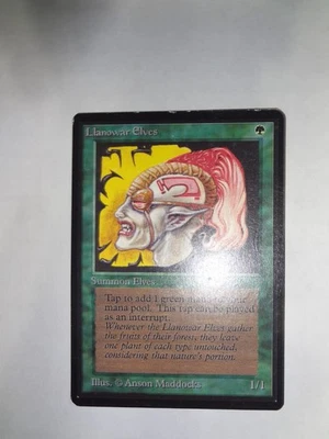 MTG MAGIC THE GATHERING CARD ORIGINAL BETA GREEN LLANOWAR ELVES CREATURE x1 - Image 1 of 4